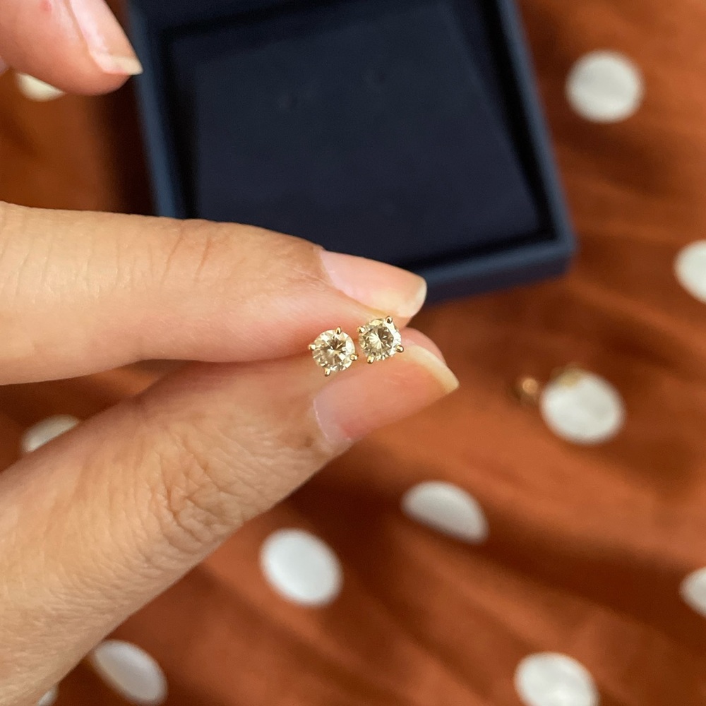 14k Gold Champagne Diamond Studs